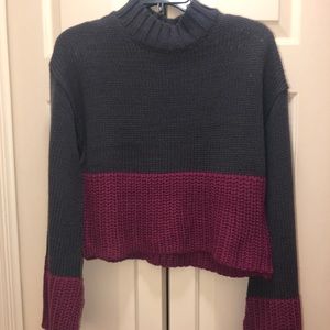Cropped mock neck sweater